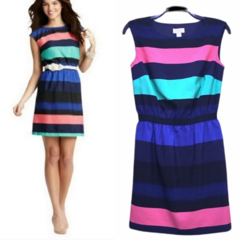 Vintage LOFT Striped Elastic Waist Striped Dress XSP